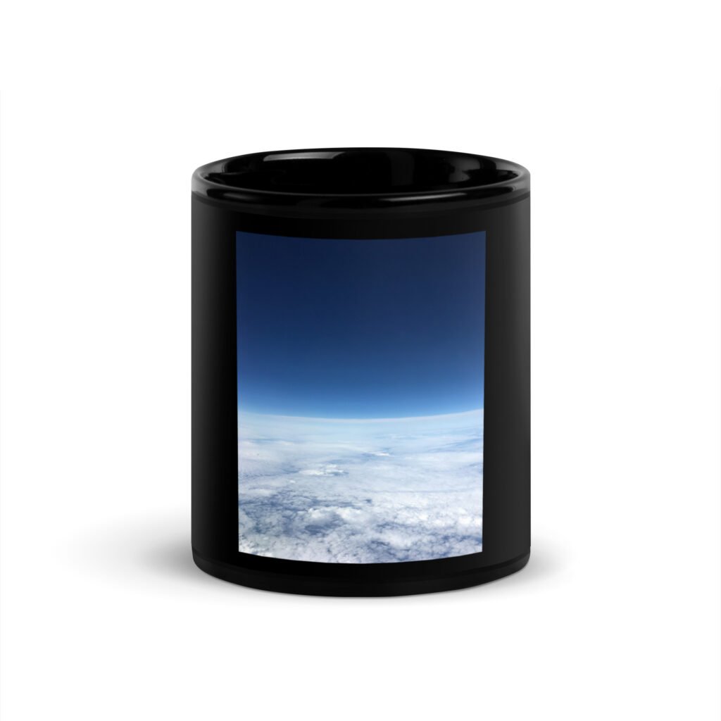 Black Glossy Mug Earth View#1 with latin