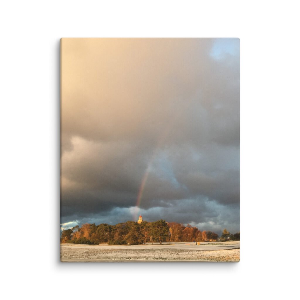 Canvas Lighthouse under the Rainbow