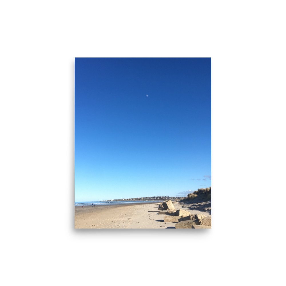 Moon over Aberdonian Beach in Winter Poster