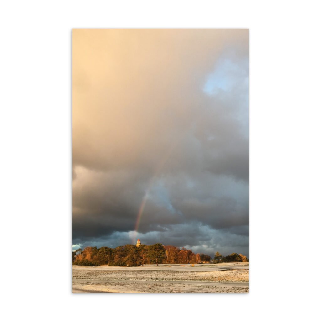 Lighthouse Under the Rainbow Postcard