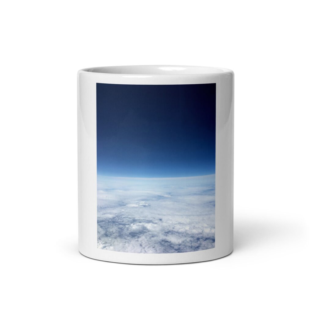 White glossy mug Earth View#1 with latin